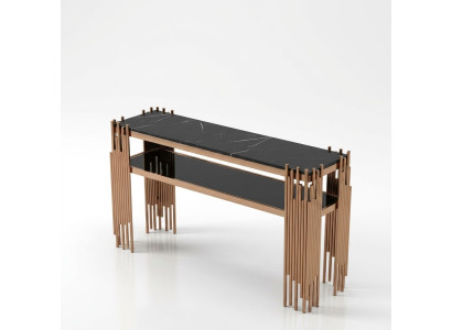 Designer Konsolentisch Holz Tisch Konsole Konsolentische Gold-Schwarz