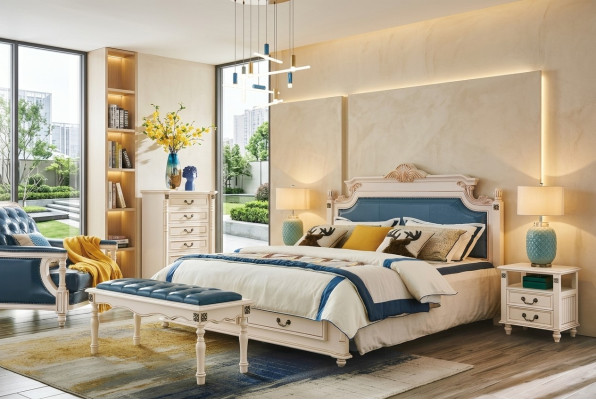 Designer Polster Doppelbett Betten Bett Schlafzimmer Ehebett Leder Kolonial Stil