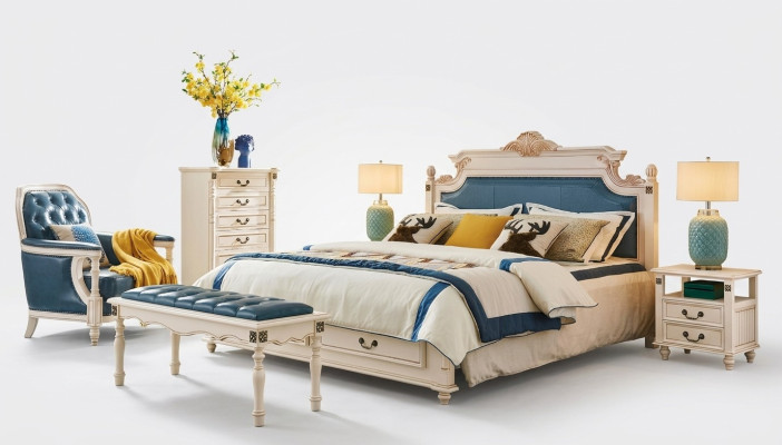 Designer Polster Doppelbett Betten Bett Schlafzimmer Ehebett Leder Kolonial Stil