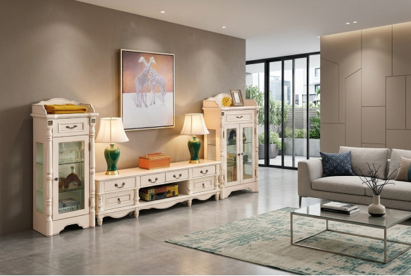 Vitrine Wohnzimmer Glas Klassisch 2tlg. Vitrinen Schrank Regal Regale Holz Set