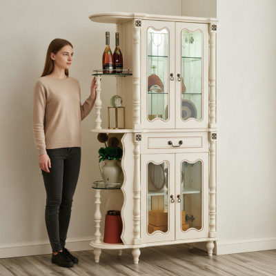 Vitrine Vitrinenschrank Wohnzimmer Klassisch Glas Bar Holz Schrank Glasschrank