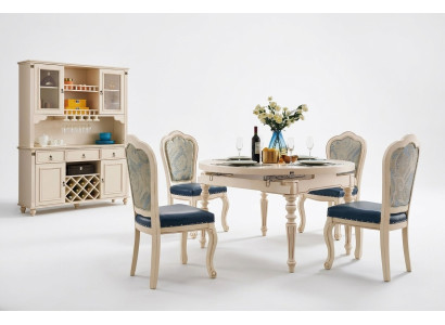 Gruppe Ess Zimmer Tisch 4x Stuhl Set Holz Garnitur Tische Rund 5tlg. Sets Möbel