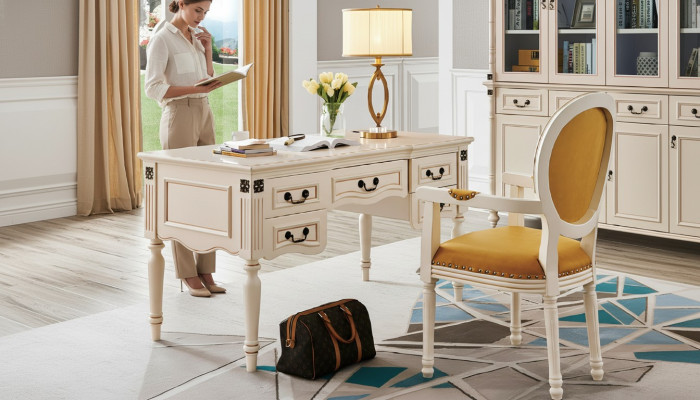 Schreibtisch Sessel Office Klassische Büro Möbel Einrichtung Tisch 2tlg. Set Neu