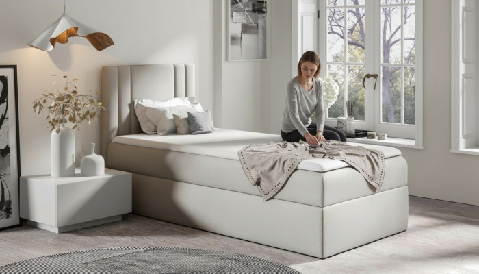Mini Bett Single Schlafzimmer Betten Polster Design Jugendbett Luxus Stoff