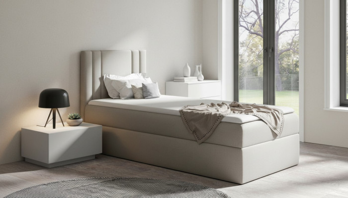 Mini Bett Single Schlafzimmer Betten Polster Design Jugendbett Luxus Stoff