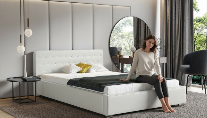 Doppelbett Ehebett Bettgestell Bett Polsterbett Betten Polyester Bettrahmen Neu