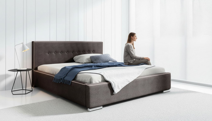 Bettrahmen Doppelbett Bett Ehebett Betten Polsterbett Schlafzimmer Grau Neu