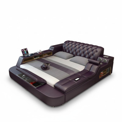 Design Bett XXL Big Betten Leder Hotel Polster 180x200 Multifunktion Regal