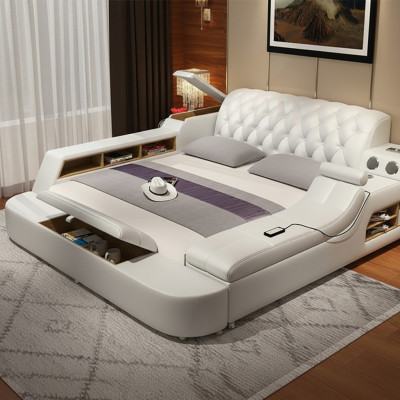 Design Multifunktion Bett XXL Big Betten Leder Hotel Polster 150x200cm