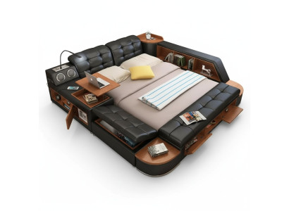 Betten Moderne Hotel Multifunktion Liege Doppel Luxus Design Leder Bett