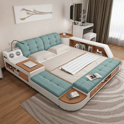 Polster 180x200 Multifunktion Regal USB Liege Design Bett Big Betten Leder