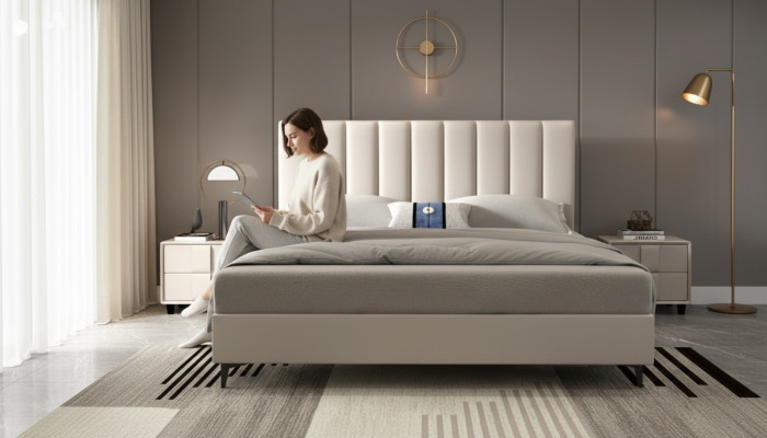 Design Holz Leder Betten 180x200cm Möbel Schlafzimmer Hotel Betten