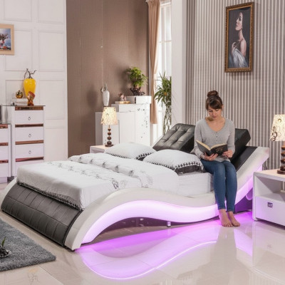 Luxus Bett Design Betten Digital LED Schlafzimmer Möbel Leder Doppel