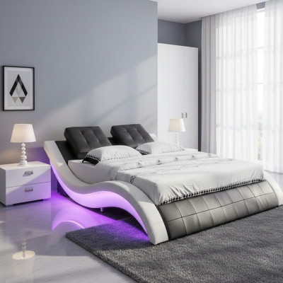Luxus Bett Design Betten Digital LED Schlafzimmer Möbel Leder Doppel