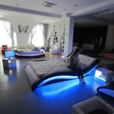 Luxus Bett Design Betten Digital USB Schlafzimmer Möbel Leder Doppel