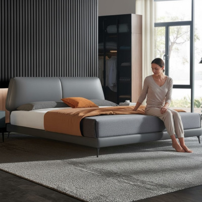 Design Luxus Doppel Hotel Betten Ehe Leder Luxus Schlafzimmer Bett