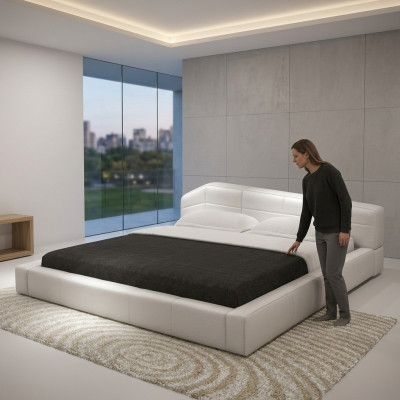 Modernes Hotel Gestell Schlaf Zimmer Luxus Leder Design Bett Doppel