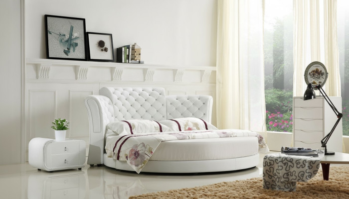 Chesterfield Rund Bett Möbel Polster Betten Schlafzimmer Möbel Lederbett Hotel
