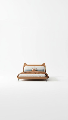 Modernes Hotel Leder Stoff Doppelbett 160x200cm Designer Bett Doppel