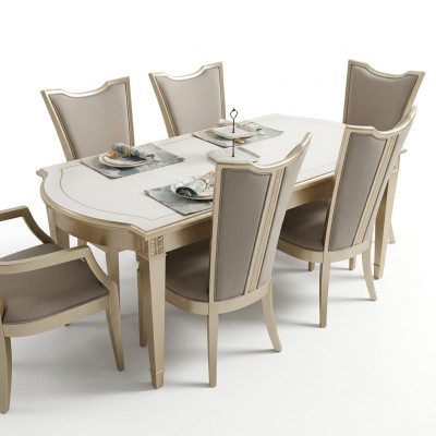 Essgruppe Moderne Stuhle Tisch Tische 7tlg. Esstisch 6 x Stühle Esszimmer Set