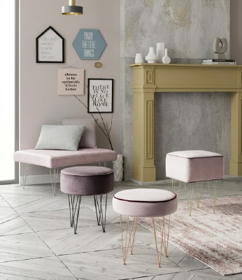 Sitzhocker 3x Hocker Pouf Puff Sitzpouf Textil Stoff Fußhocker Ottomane Italien