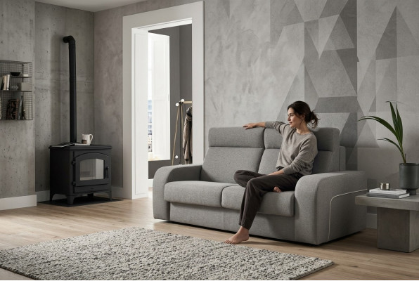 Moderne Design Luxus Sofa 2 Sitzer Möbel Wohnzimmer Design grau Textil alfitalia