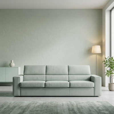 Modern Luxus Design Sofa 3 Sitzer Möbel Polster Hellgrün Textil Holz alfitalia