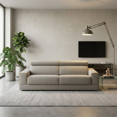 Design Grau Sofa 3 Sitzer Wohnzimmer Stoff Couch Sofa Polster Sofas alfitalia