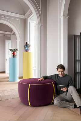 Oval Design Polster Hocker Fußhocker Ottomane Sitz Textil Gepolstert Pufa