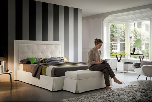 Chesterfield Betten 180x200cm Schlaf Zimmer Textil Stoff Bett Design Luxus Hotel