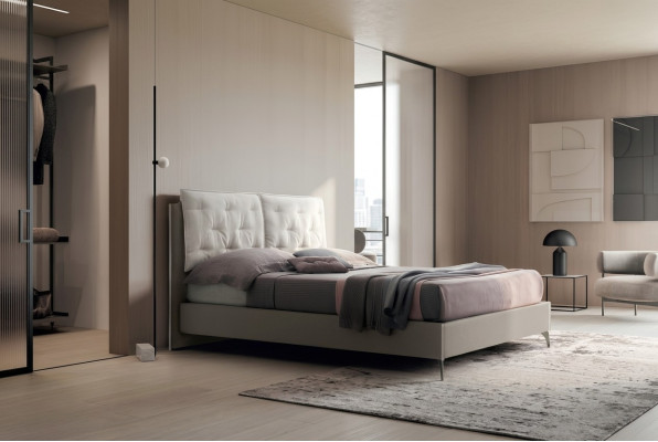 Designer Bett Schlafzimmer Betten Textil Hotel Luxus Stoff Polster Sitz Italien