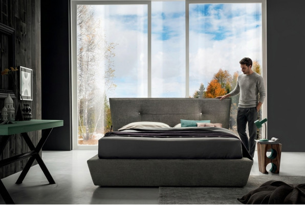 Designer Bett Betten Schlafzimmer Leder Textil Hotel Luxus Samt Polster