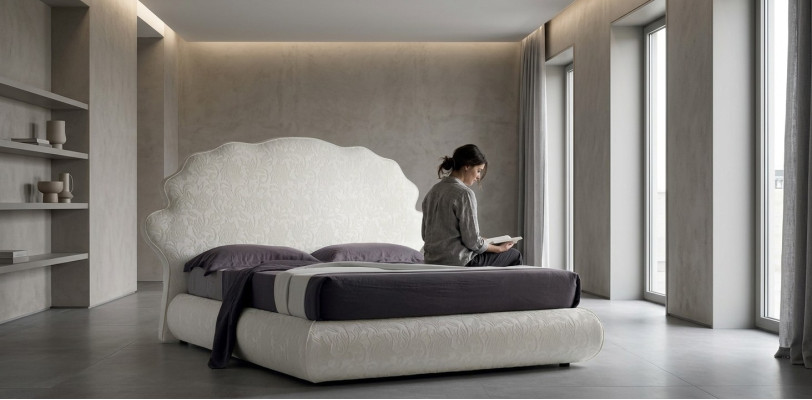 Luxus Italien Design Möbel Schlafzimmer Doppelbett 160x200cm HolzTextil Möbel