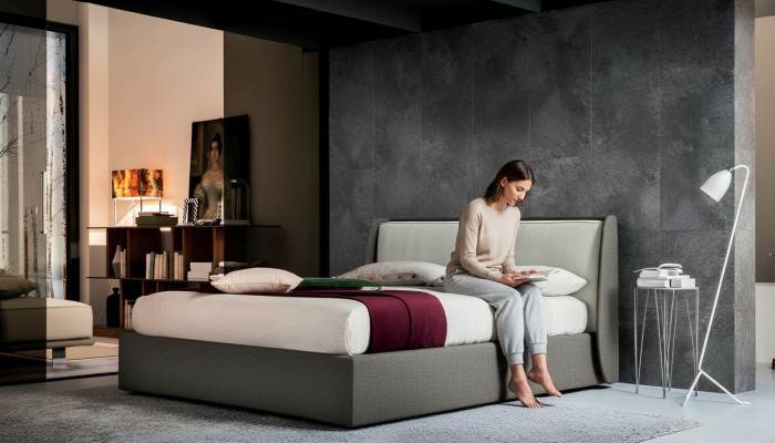 Bett Textil Polster Schlafzimmer 180x200 Design Doppelbett Lederbett Betten Neu