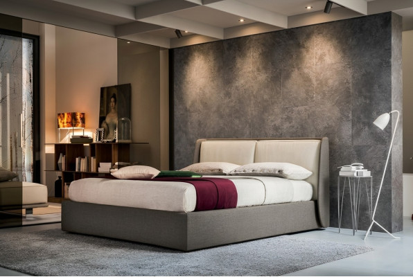 Bett Textil Polster Schlafzimmer 180x200 Design Doppelbett Lederbett Betten Neu