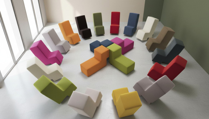 Hocker Ottoman Chaise Lounge Sitzbank Wohnzimmer Möbel gepolstert Fuß Italien