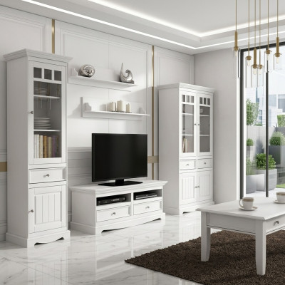 Wohnzimmer Set Wandregal Kommode Sideboard Wohnwände Vitrine Landhaus 4tlg. Neu