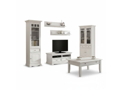 Wohnzimmer Set Wandregal Kommode Sideboard Wohnwände Vitrine Landhaus 4tlg. Neu