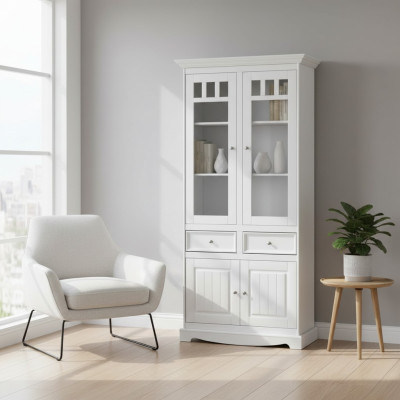 Landhaus Schrank Vitrine Kommoden XL Regal Loft Vitrine Kommodenschrank Möbel