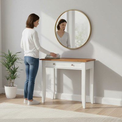 Konsolen Tische Holz Design Weiß Klassischer Designer Luxus Konsole Tisch Neu