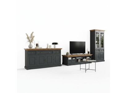 Wohnwand Holz Kommode + RTV Sideboard Italienische Landhaus Möbel 3tlg. Set Neu