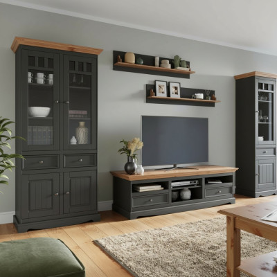 Wohnwände Set Vitrine TV Kommode Wandregale Kommoden Schrank Holz Möbel 5 tlg.