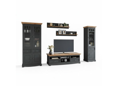Wohnwände Set Vitrine TV Kommode Wandregale Kommoden Schrank Holz Möbel 5 tlg.