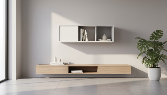 Moderne Ablage für Wohnzimmer Regal Holz Bücher Wandregal Neu Siena Mati