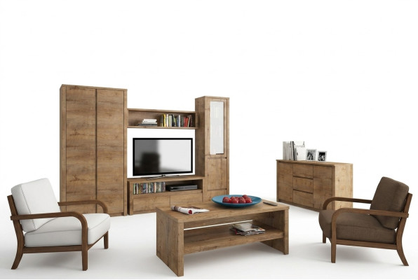 Wohnzimmermöbel Set Design Wohnzimmer Sideboard Wandregal Kommode Vitrine 5tlg.