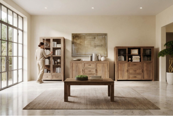 Wohnzimmermöbel Set Designer Wohnzimmer Bücherschrank Kommode Vitrine 3tlg. Neu
