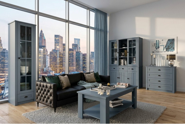 Wohnzimmer Set Vitrine Kommode Wohnwände Kommoden sideboard Schrank Tisch 4tlg