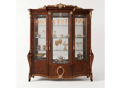 Vitrine 3 Tür Schrank Vitrinen Wohnzimmer Schränke Design Schrank Möbel Glas Neu