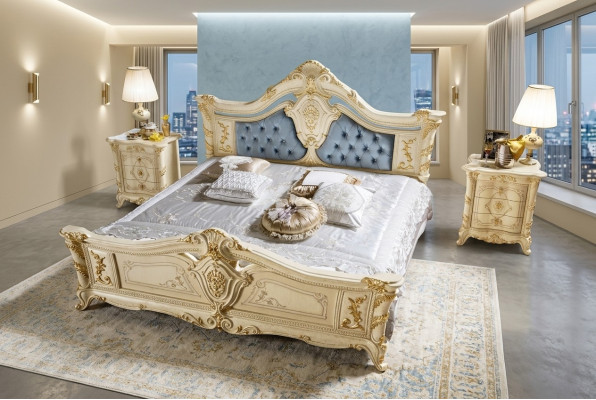 Bett Schlafzimmer Set Möbel Art déco Luxus Betten 2x Nachttisch 3tlg.