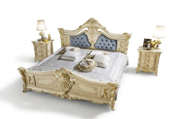 Bett Schlafzimmer Set Möbel Art déco Luxus Betten 2x Nachttisch 3tlg.